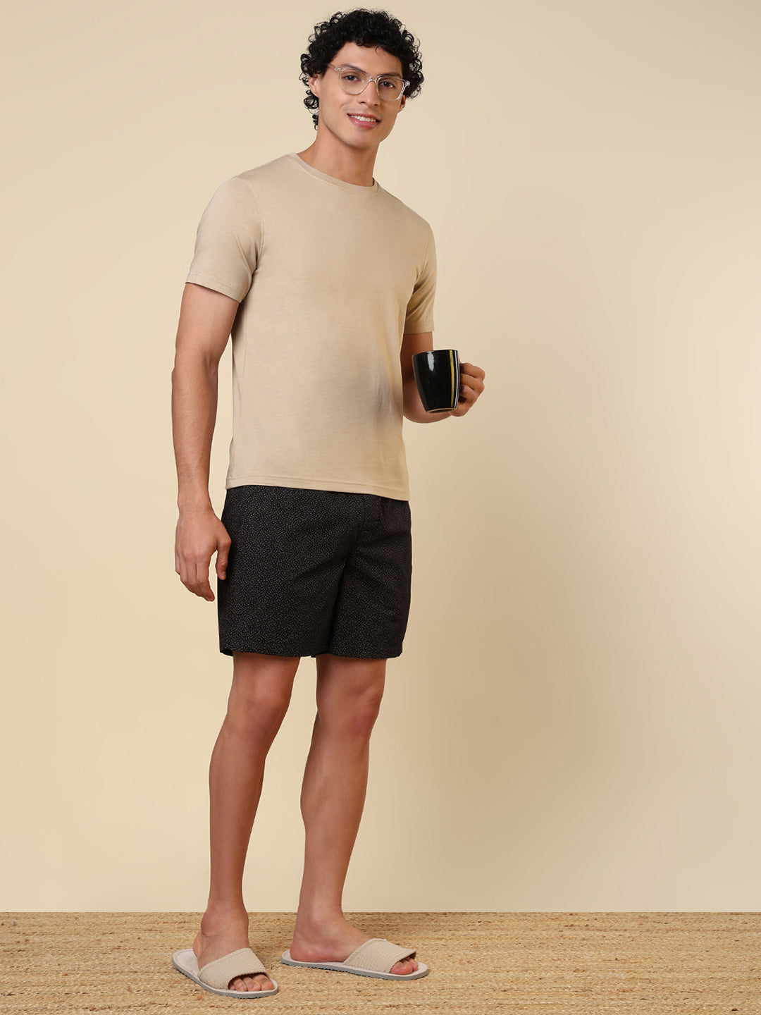 Sleepz Men Black Printed Regular Fit Cotton Boxer