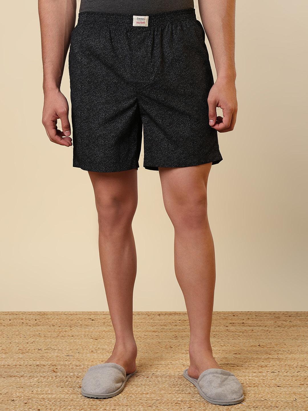 Sleepz Men Black Printed Regular Fit Cotton Boxer