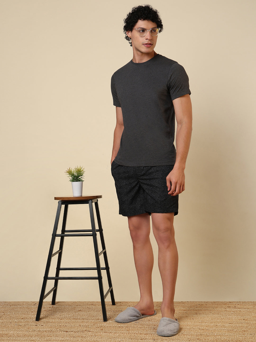 Sleepz Men Black Printed Regular Fit Cotton Boxer