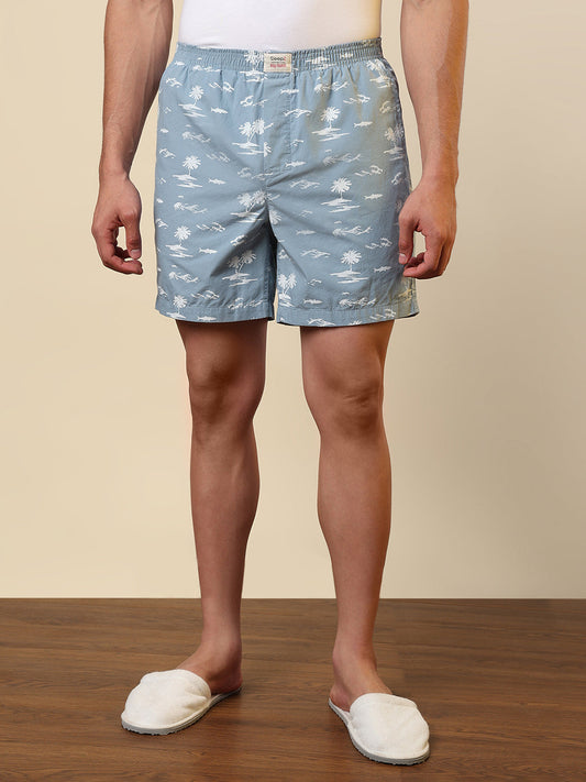 Sleepz Men Grey Printed Regular Fit Cotton Boxer