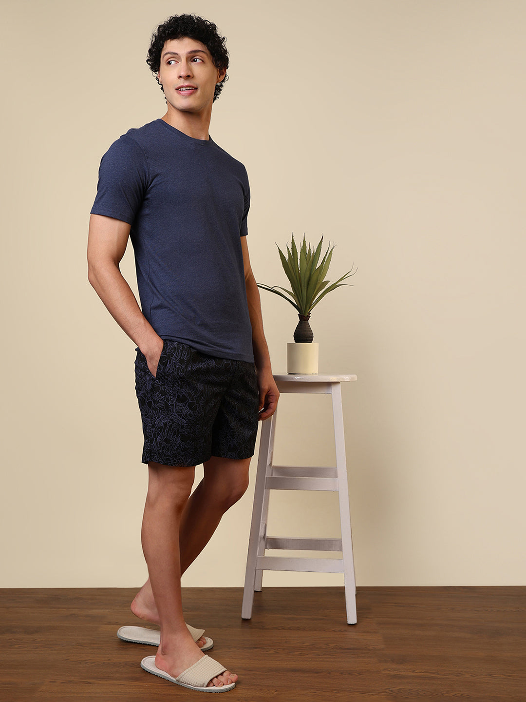 Sleepz Men Black Printed Regular Fit Cotton Boxer