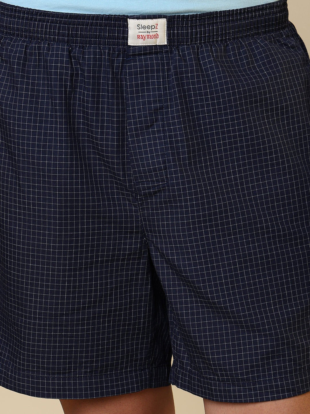 Sleepz Men Blue Checks Regular Fit Cotton Boxer