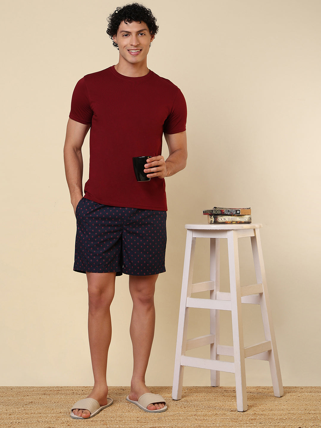 Sleepz Men Blue Printed Regular Fit Cotton Boxer
