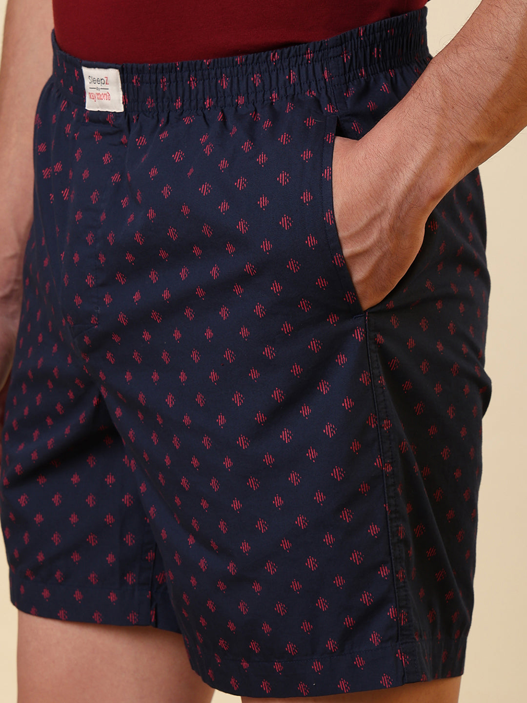 Sleepz Men Blue Printed Regular Fit Cotton Boxer
