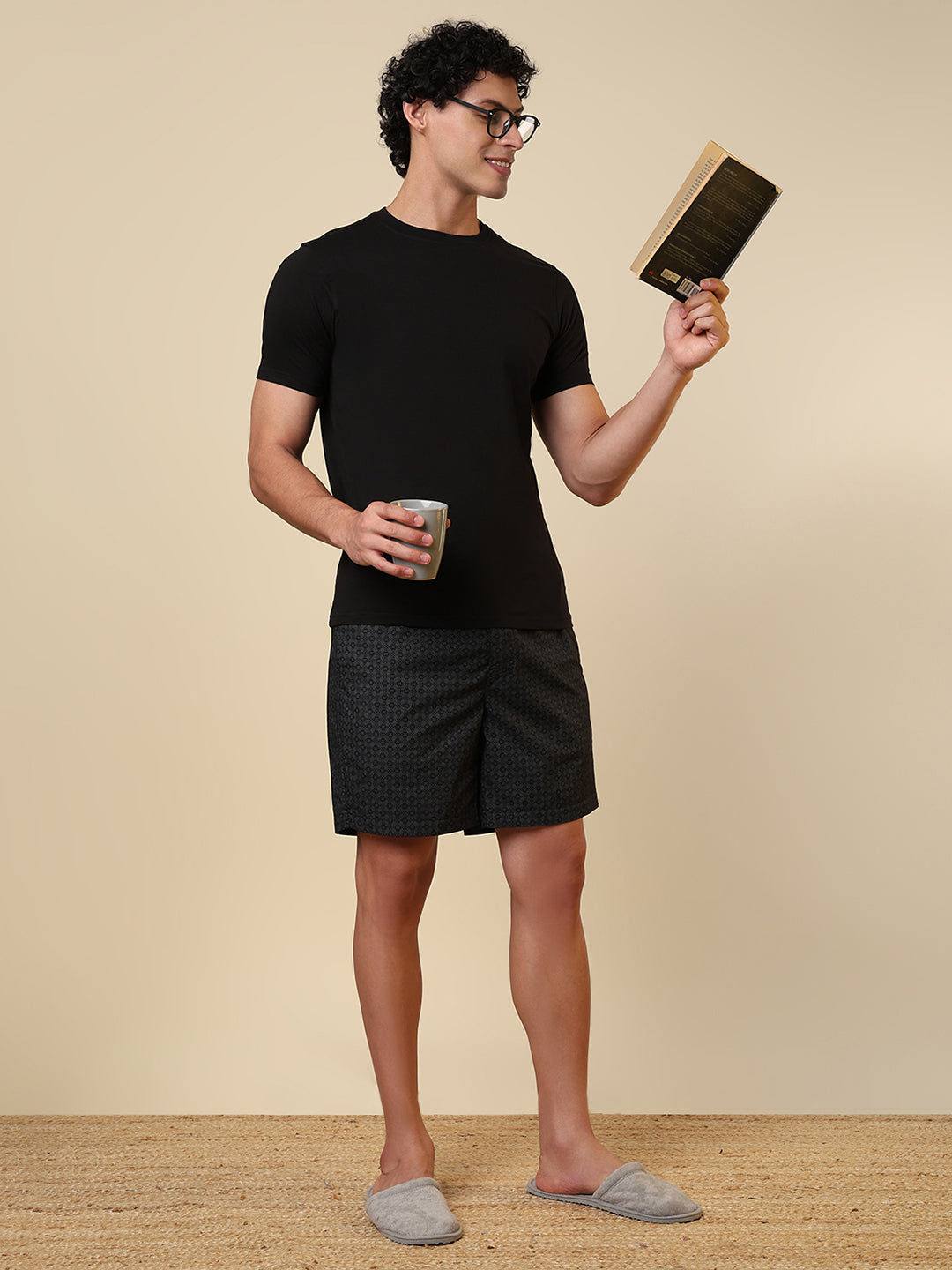 Sleepz Men Black Printed Regular Fit Cotton Boxer