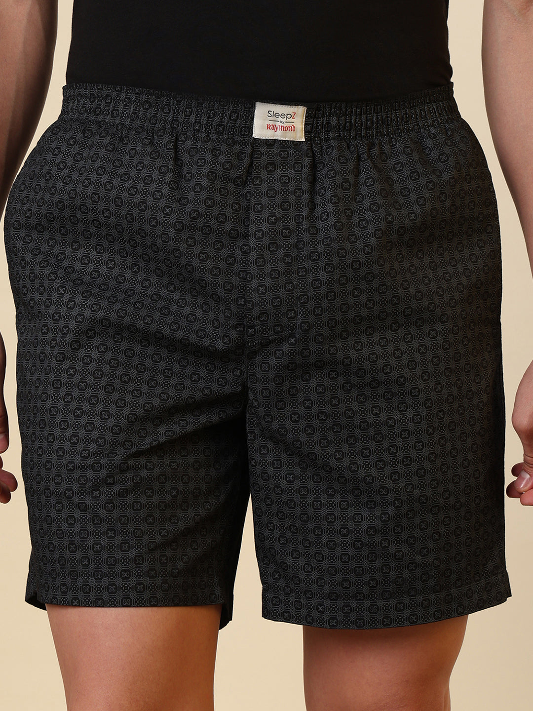 Sleepz Men Black Printed Regular Fit Cotton Boxer