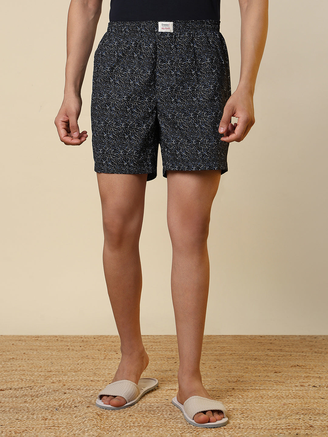 Sleepz Men Black Printed Regular Fit Cotton Boxer