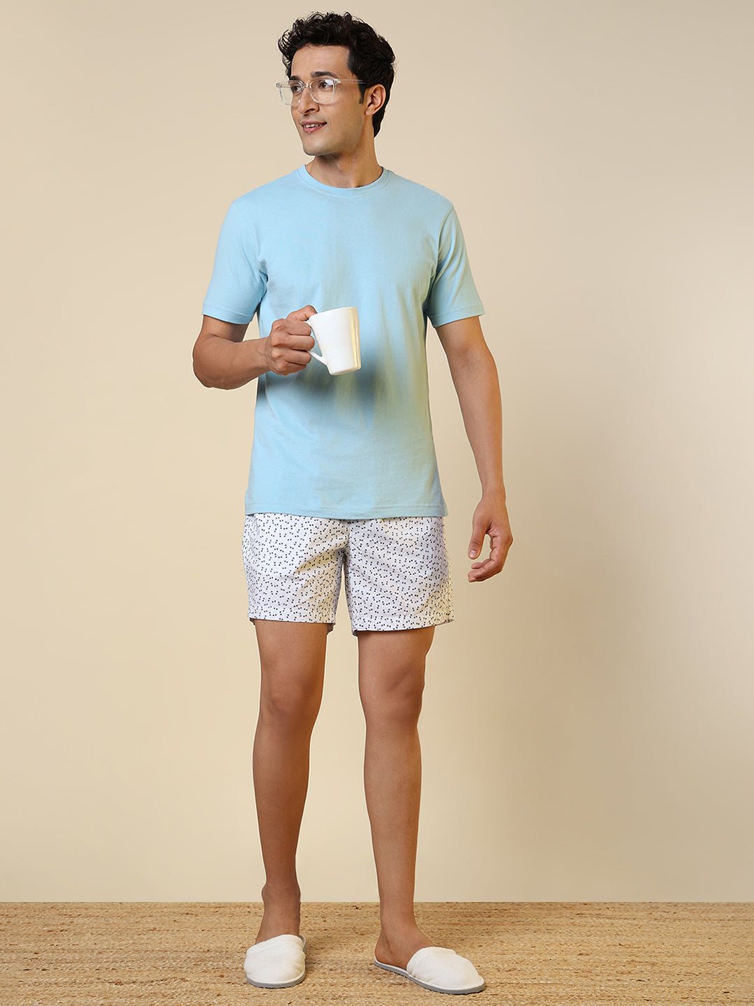 Sleepz Men White Printed Regular Fit Cotton Boxer