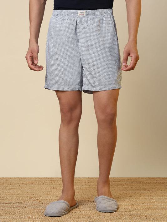 Sleepz Men White Printed Regular Fit Cotton Boxer