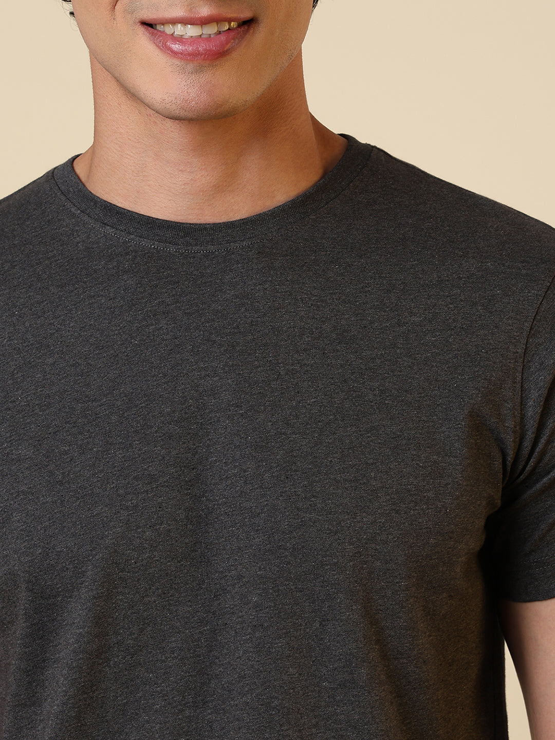 Sleepz Men Grey Solid Regular Fit Cotton T-Shirt