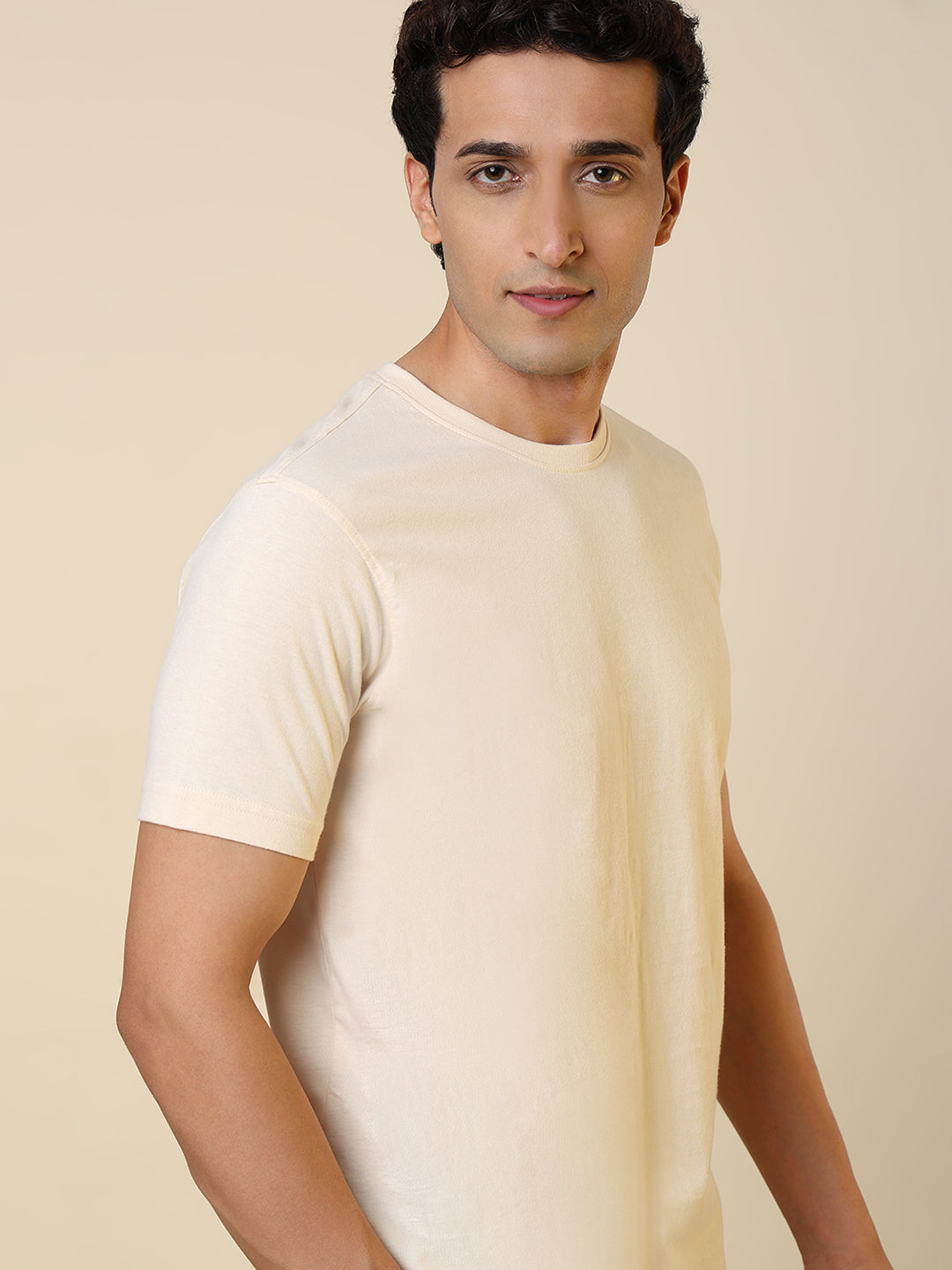 Sleepz Men Brown Solid Regular Fit Cotton T-Shirt