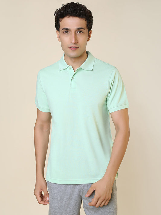 Sleepz Men Green Solid Regular Fit Cotton T-Shirt