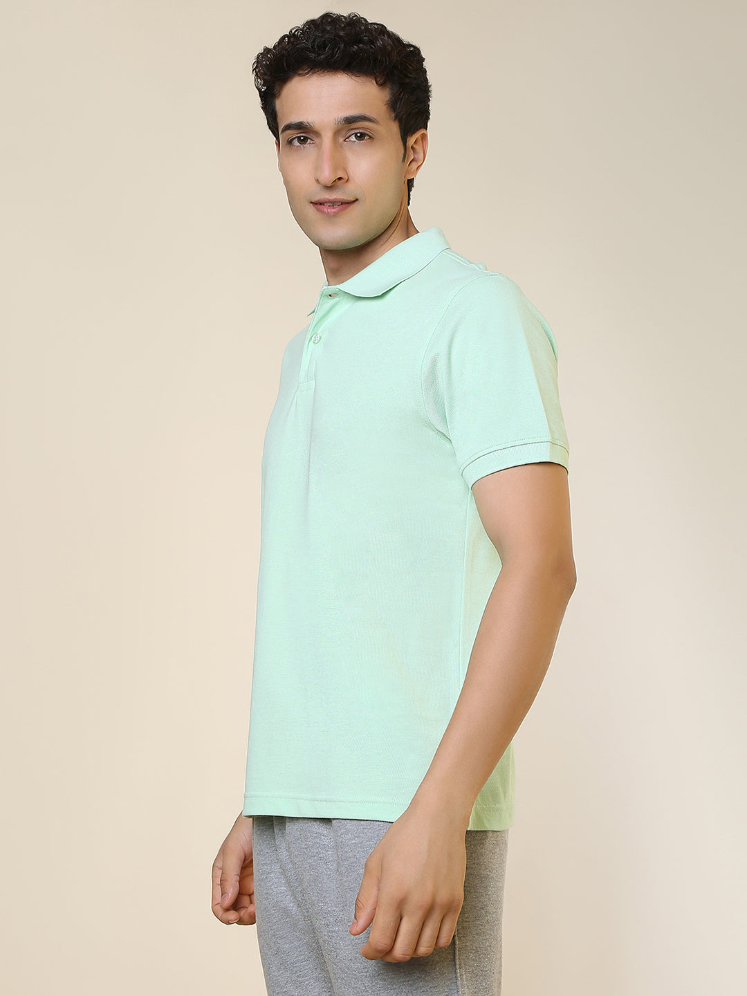 Sleepz Men Green Solid Regular Fit Cotton T-Shirt
