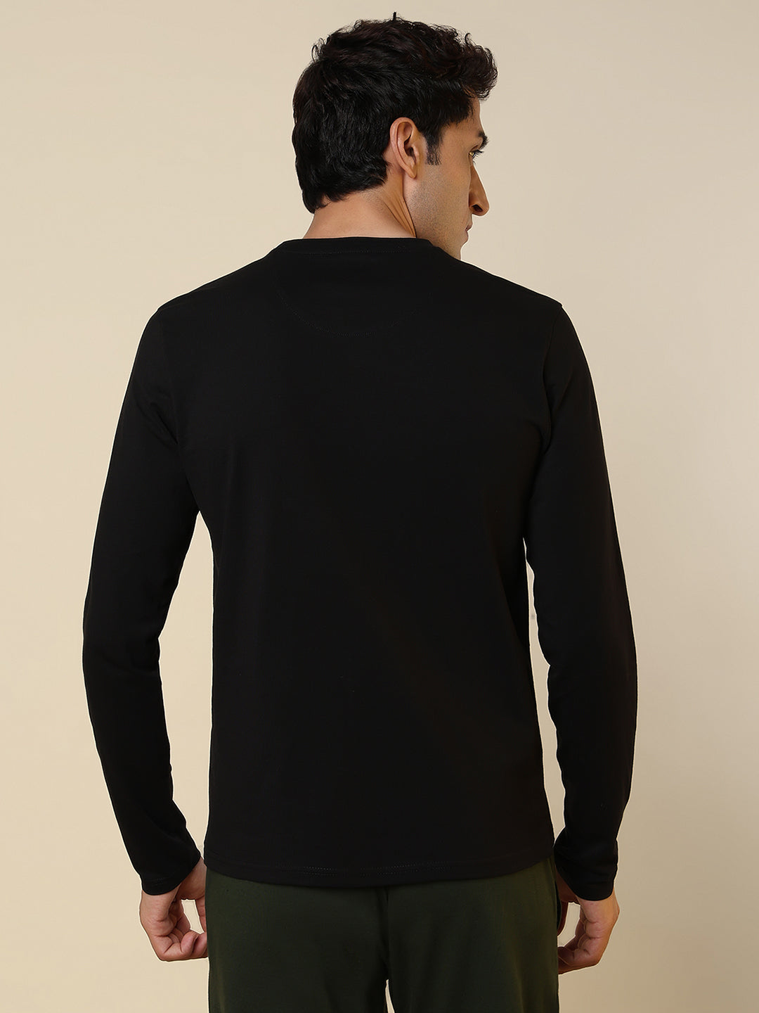 Sleepz Men Black Solid Regular Fit Cotton T-Shirt
