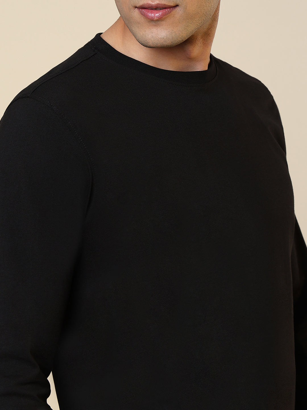 Sleepz Men Black Solid Regular Fit Cotton T-Shirt