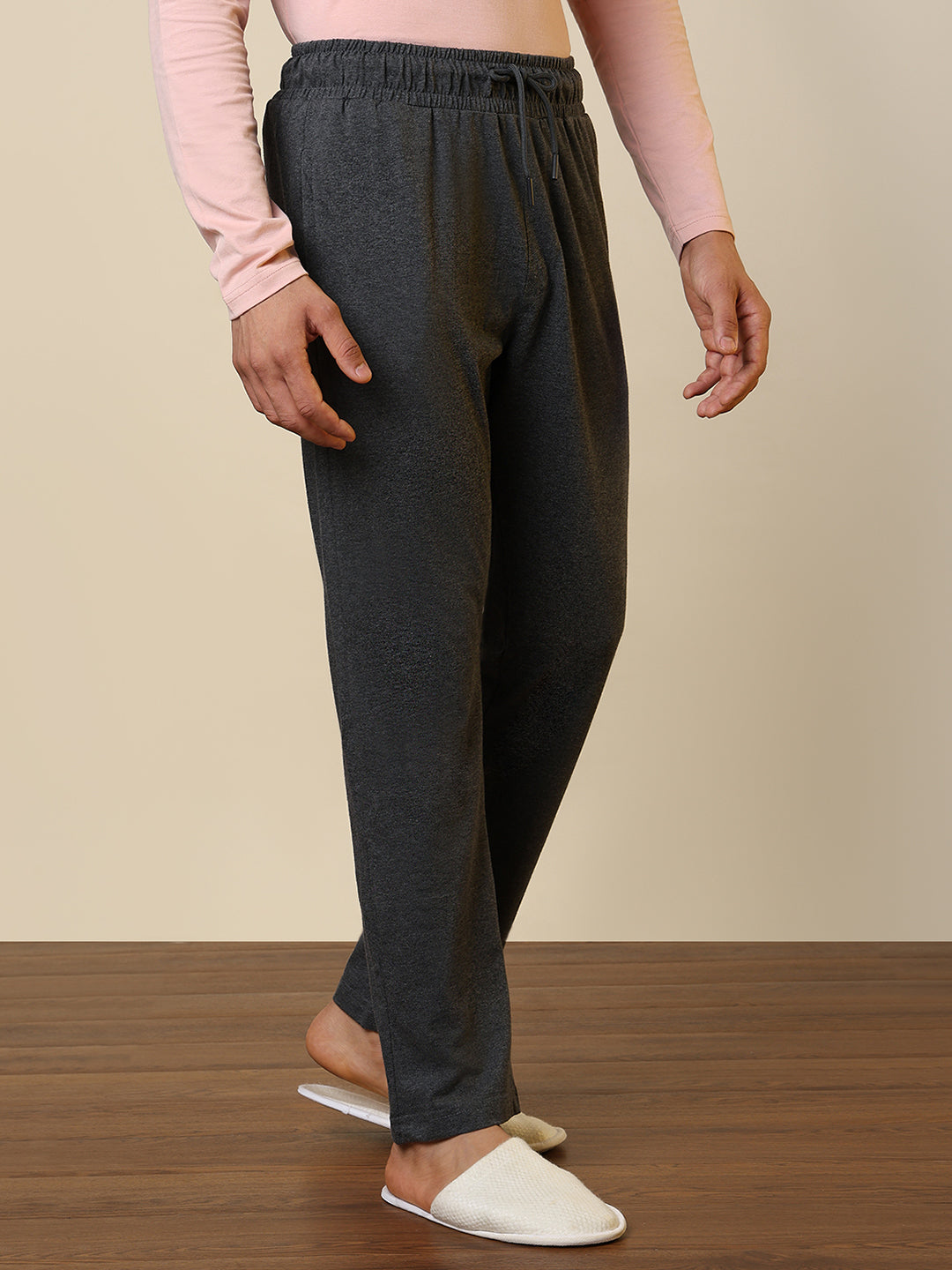 Sleepz Men Grey Solid Regular Fit Cotton Blend Trackpant