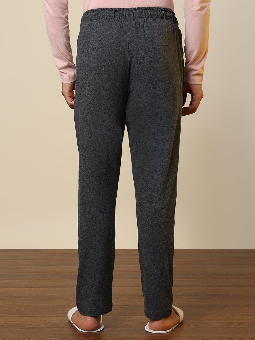 Sleepz Men Grey Solid Regular Fit Cotton Blend Trackpant