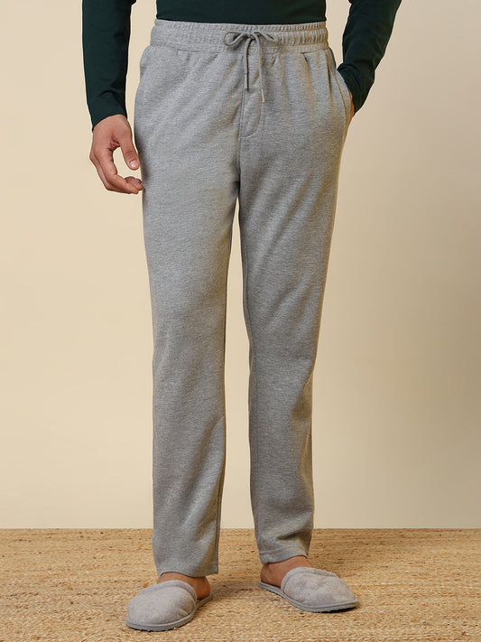 Sleepz Men Grey Solid Regular Fit Cotton Blend Trackpant