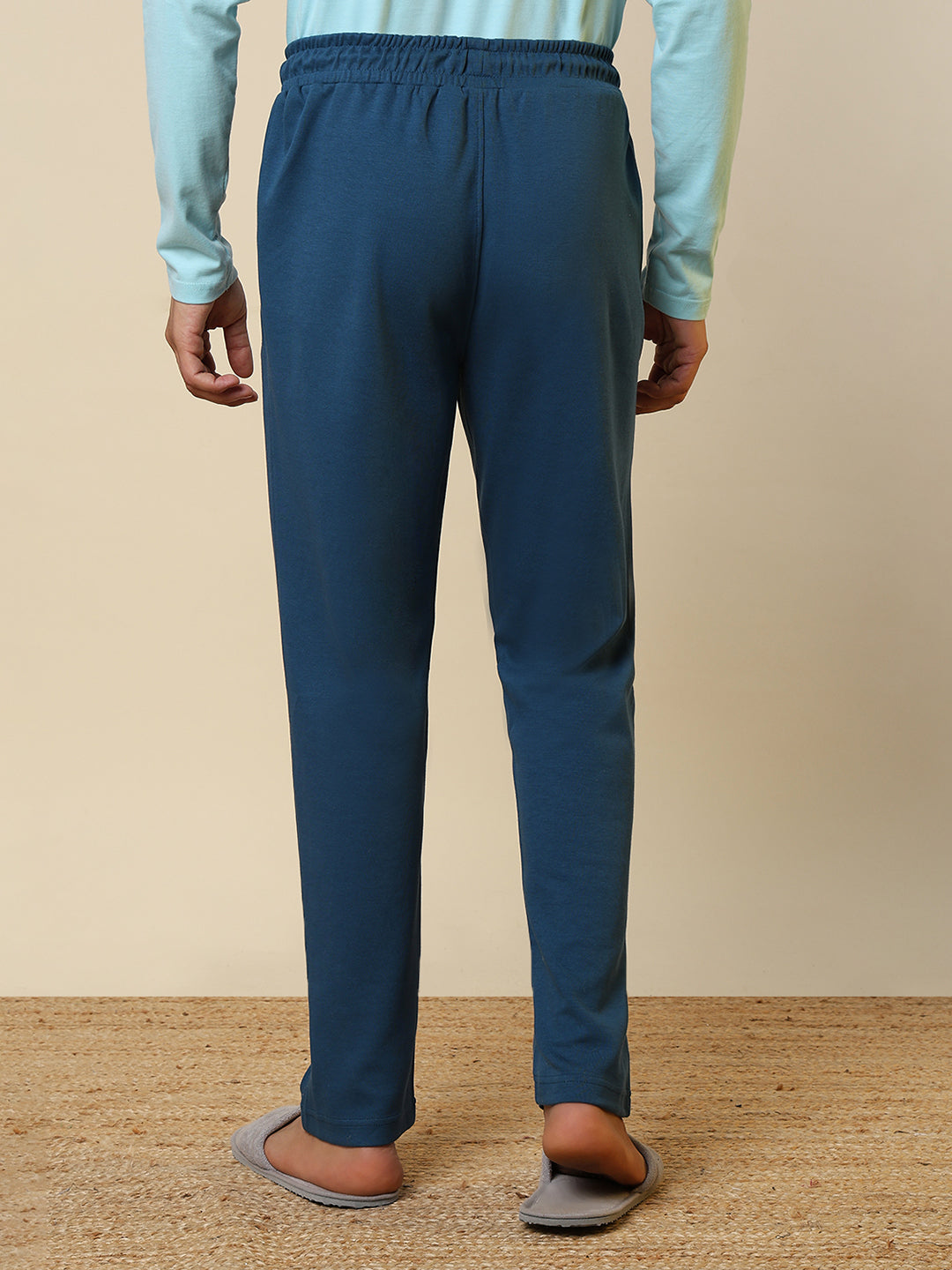 Sleepz Men Blue Solid Regular Fit Cotton Blend Trackpant