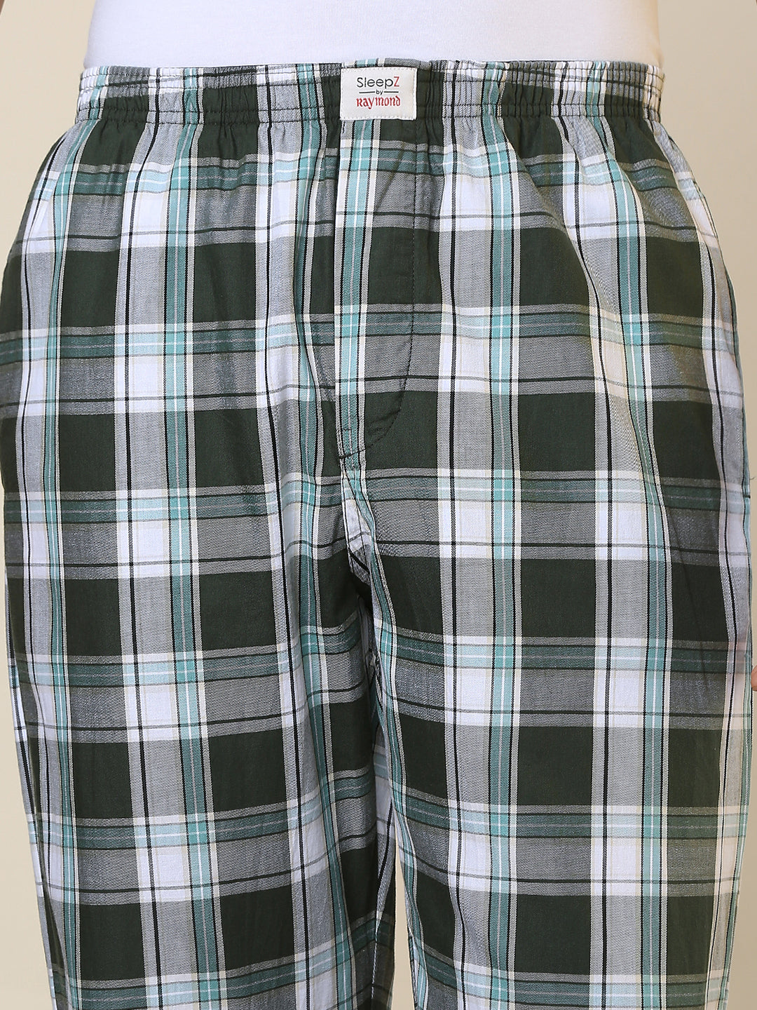 Sleepz Men Green Checks Regular Fit Cotton Pyjama