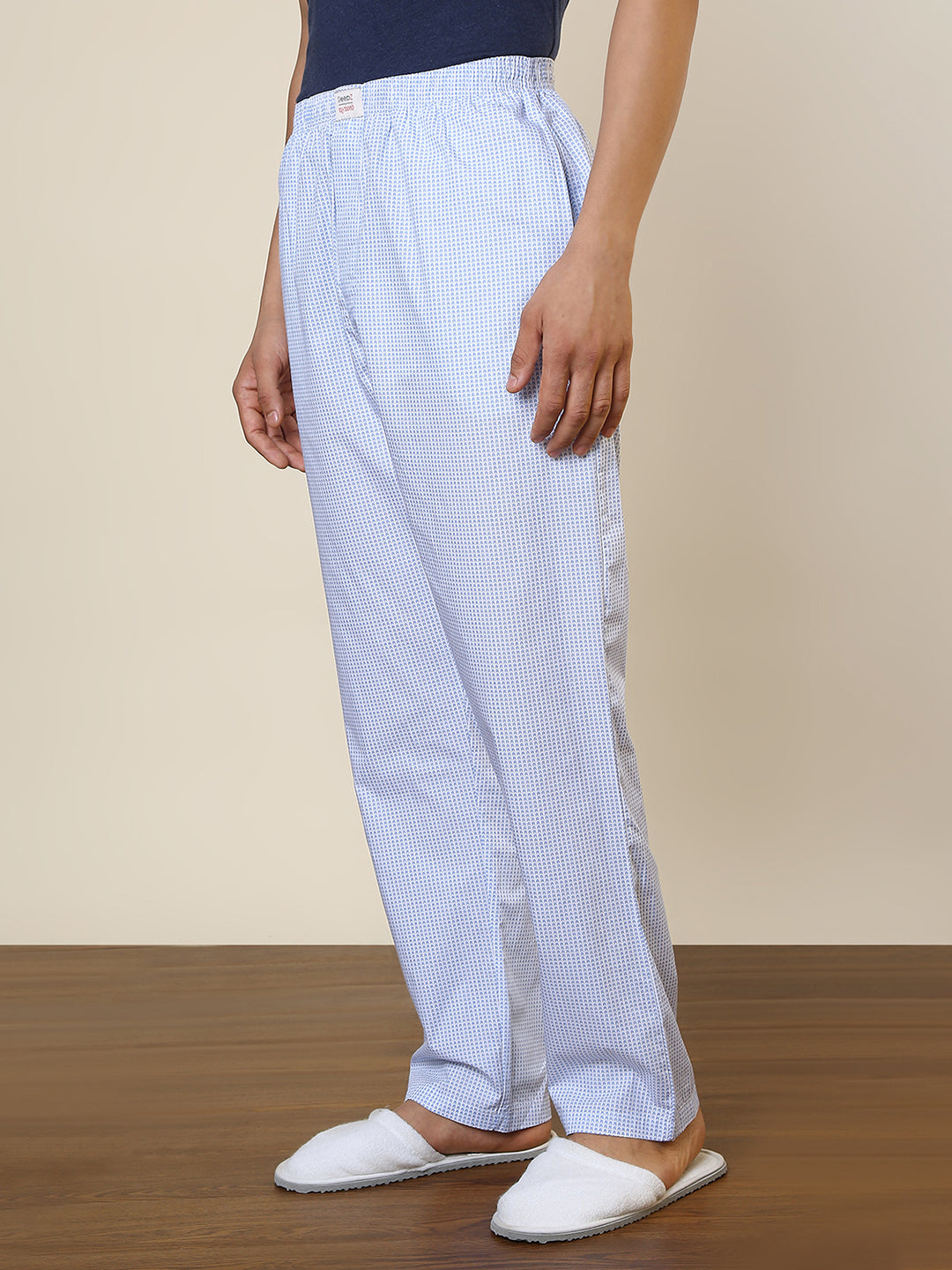 Sleepz Men Blue Printed Regular Fit Cotton Pyjama