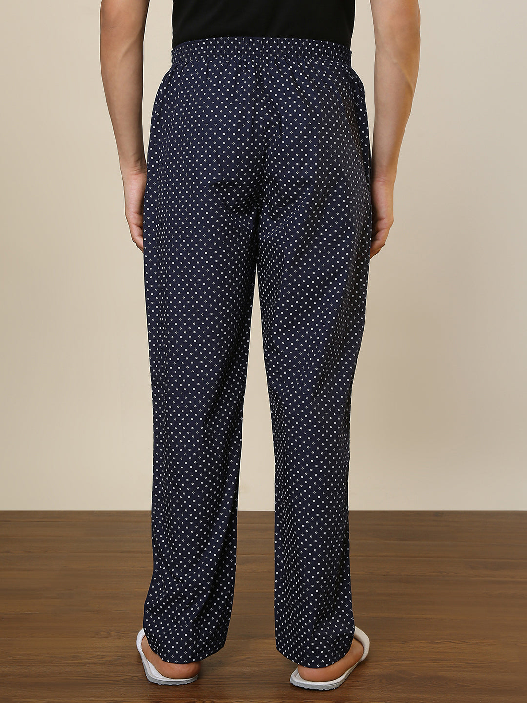 Sleepz Men Blue Printed Regular Fit Cotton Pyjama