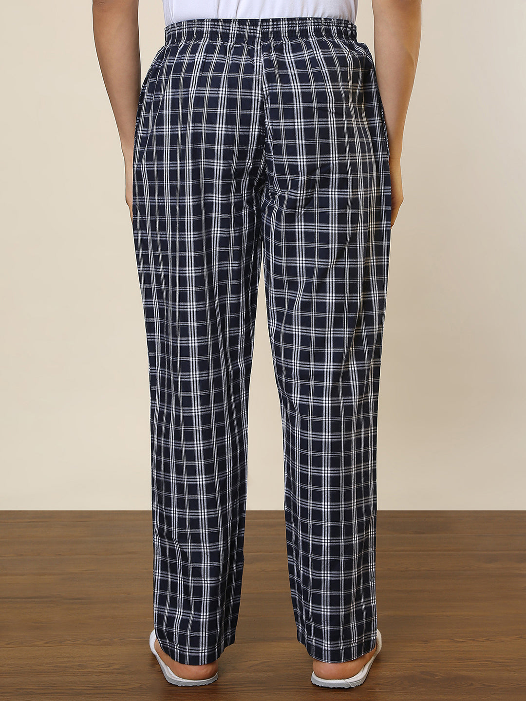 Sleepz Men Blue Checks Regular Fit Cotton Pyjama