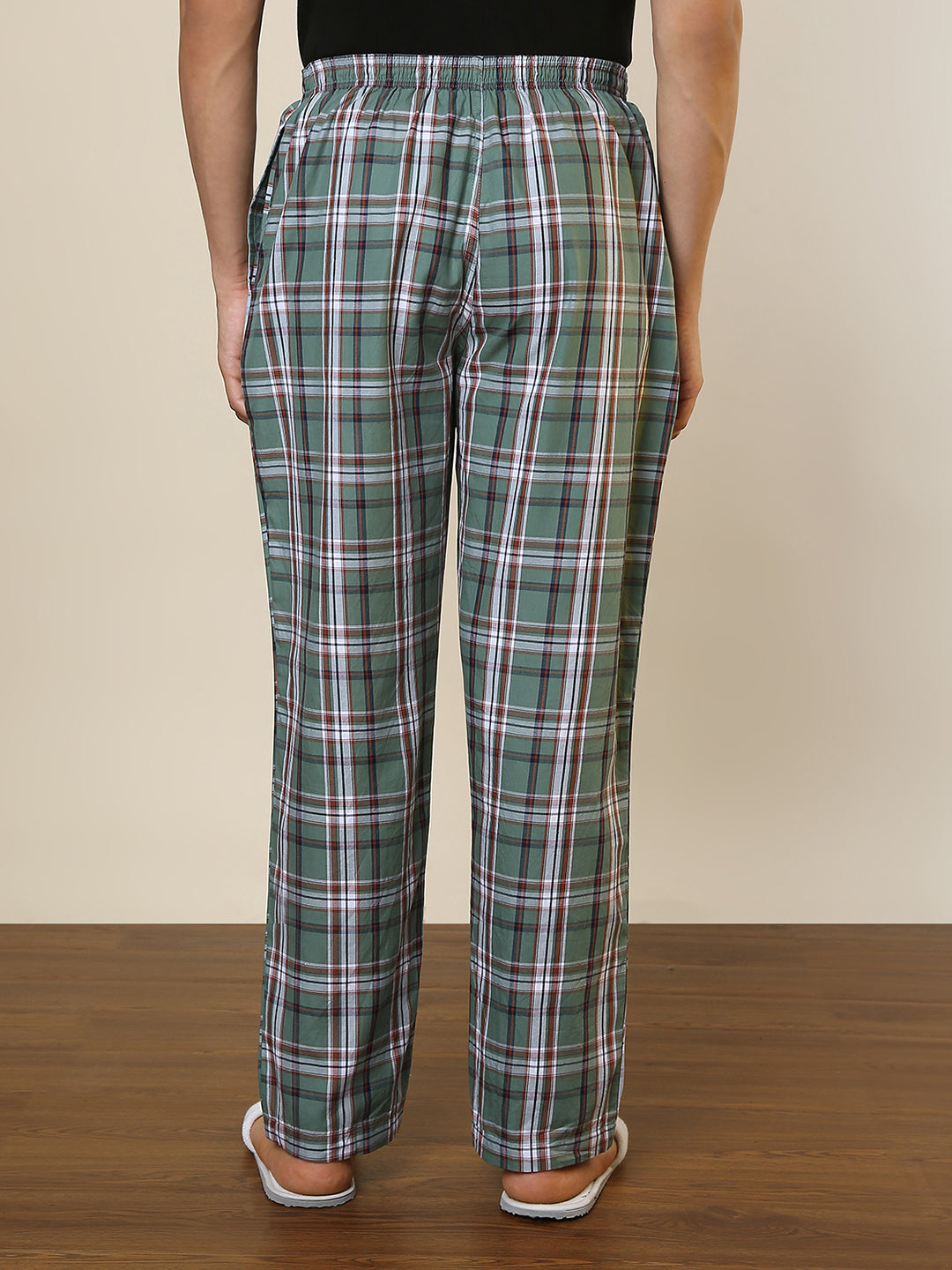 Sleepz Men Green Checks Regular Fit Cotton Pyjama