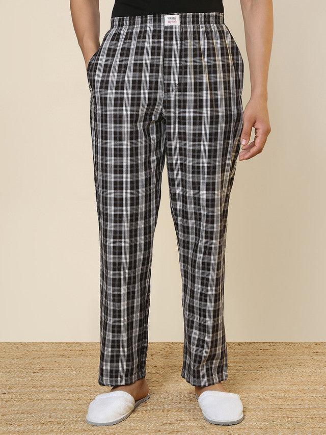 Sleepz Men Brown Checks Regular Fit Cotton Pyjama