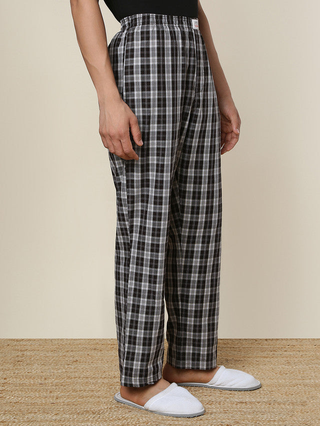 Sleepz Men Brown Checks Regular Fit Cotton Pyjama
