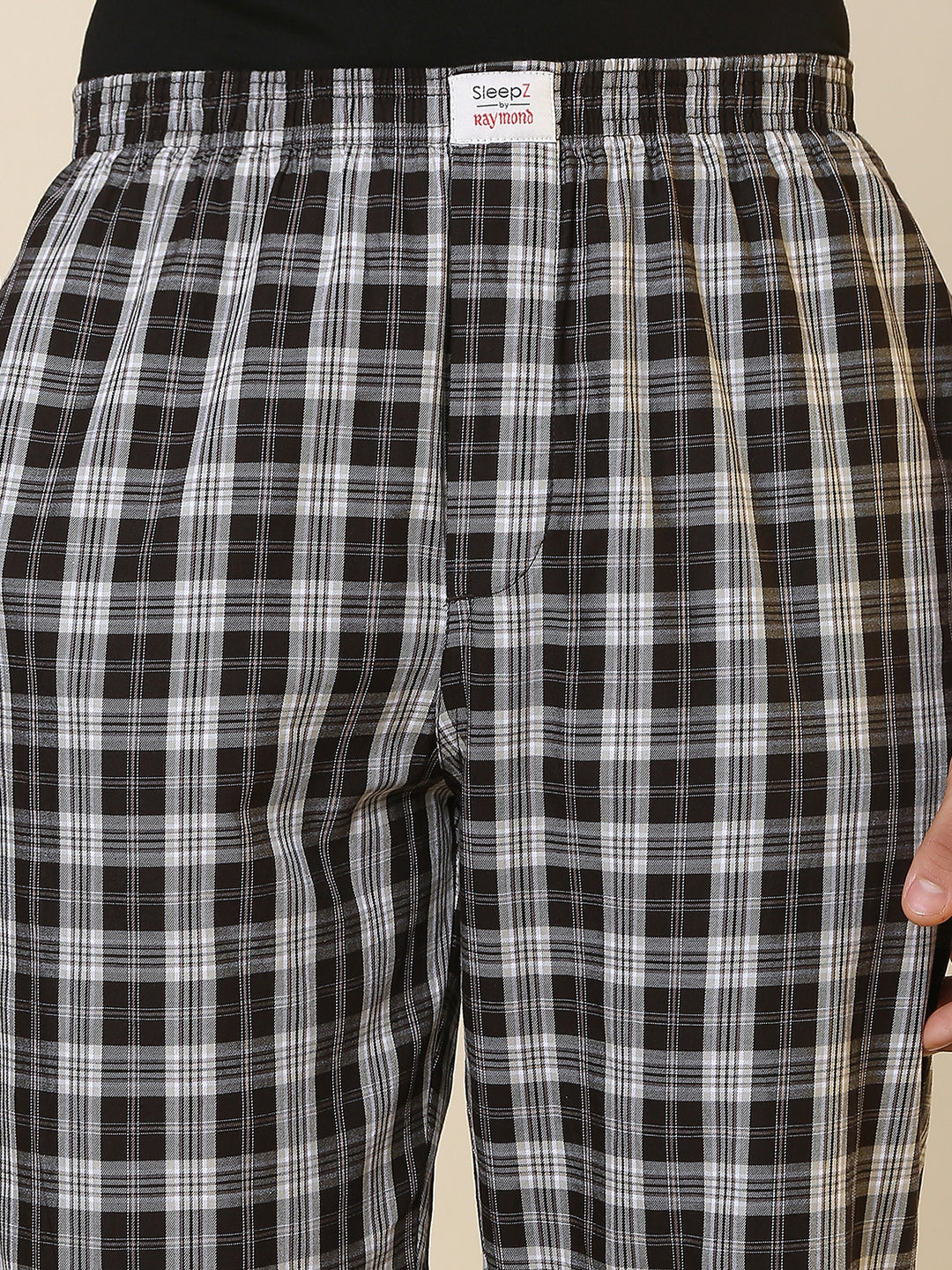 Sleepz Men Brown Checks Regular Fit Cotton Pyjama