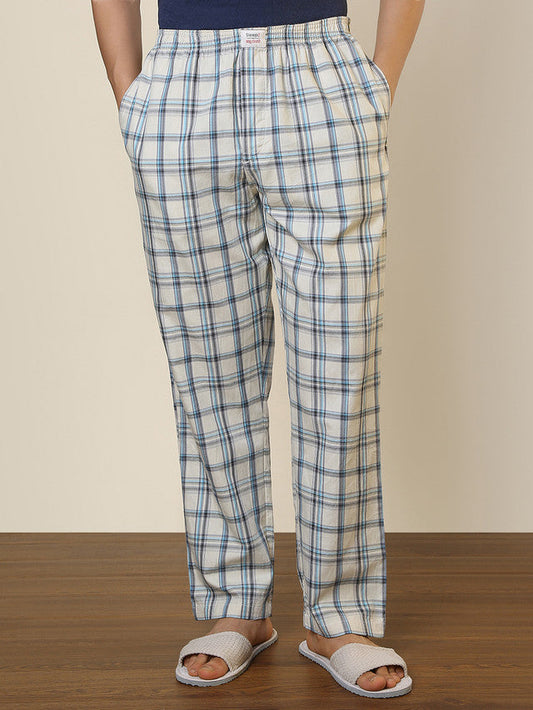Sleepz Men Brown Checks Regular Fit Cotton Pyjama
