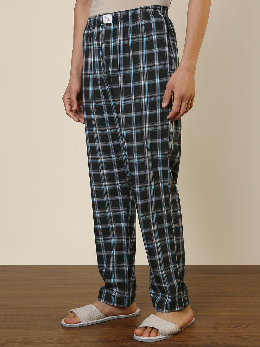 Sleepz Men Green Checks Regular Fit Cotton Pyjama