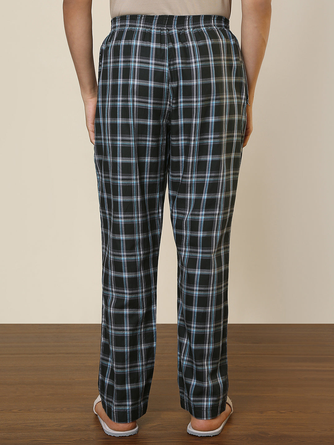 Sleepz Men Green Checks Regular Fit Cotton Pyjama