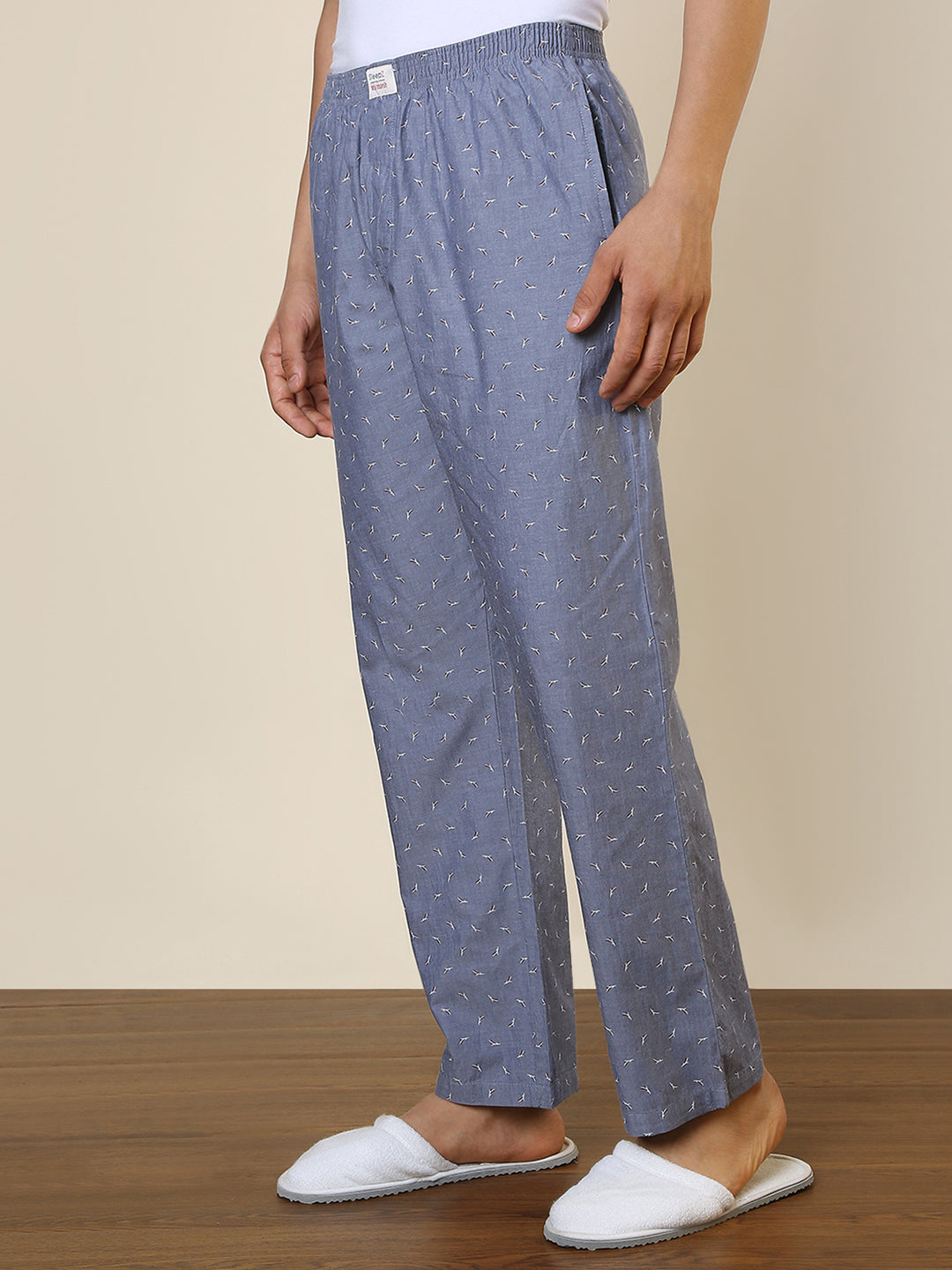 Sleepz Men Grey Printed Regular Fit Cotton Pyjama