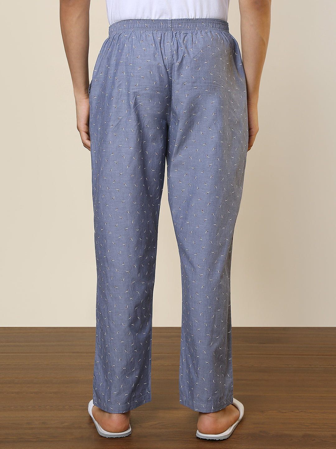 Sleepz Men Grey Printed Regular Fit Cotton Pyjama