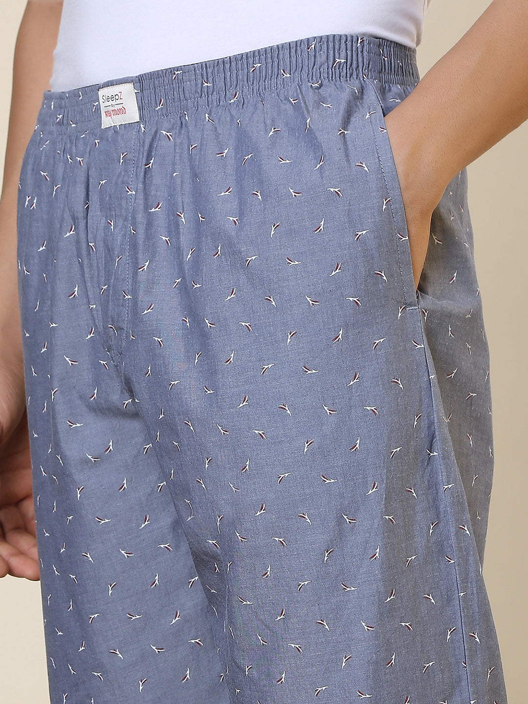 Sleepz Men Grey Printed Regular Fit Cotton Pyjama