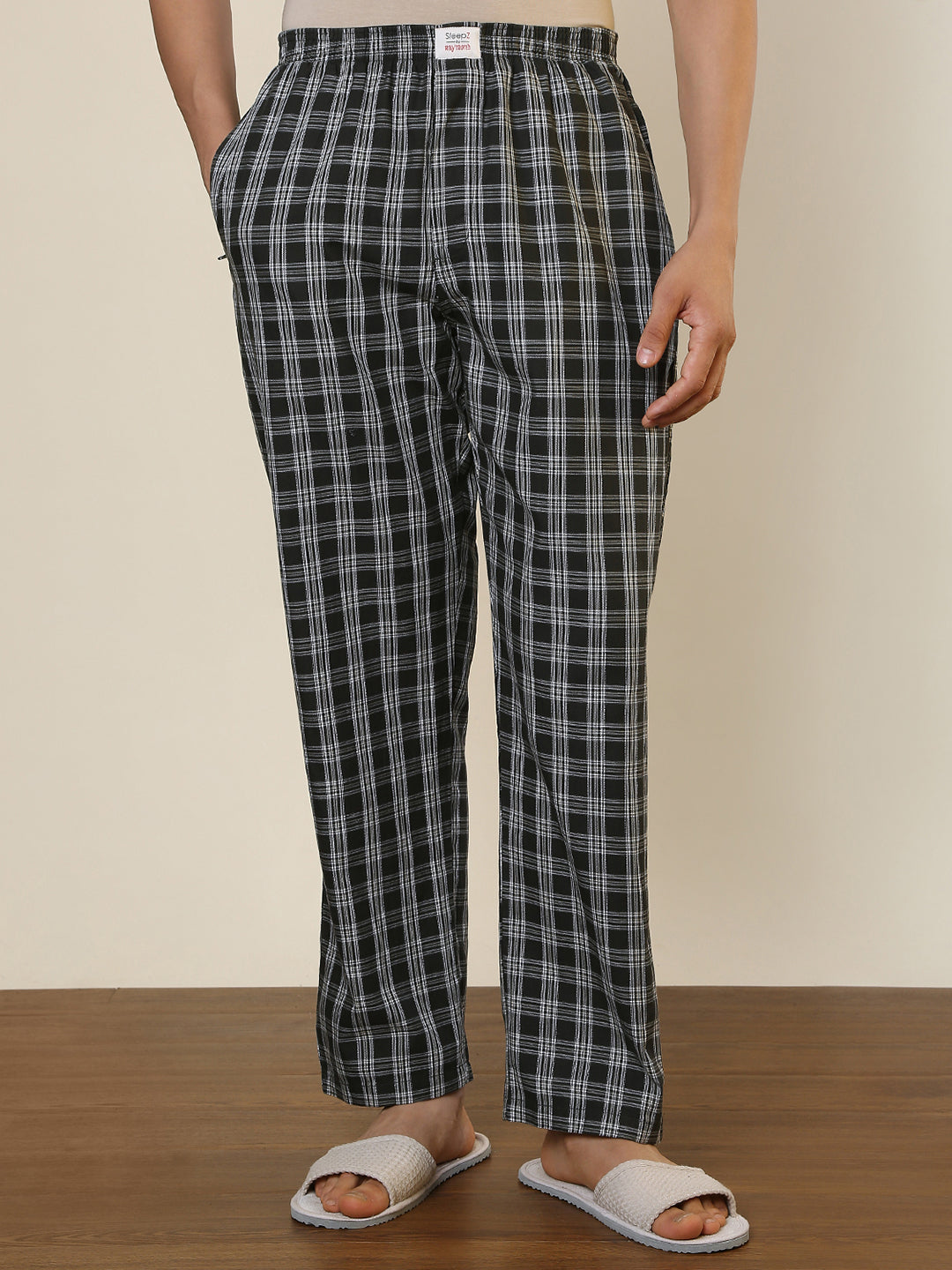 Sleepz Men Green Checks Regular Fit Cotton Pyjama