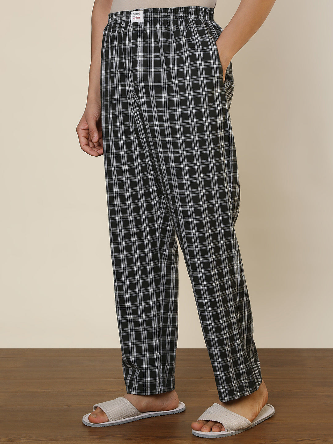 Sleepz Men Green Checks Regular Fit Cotton Pyjama