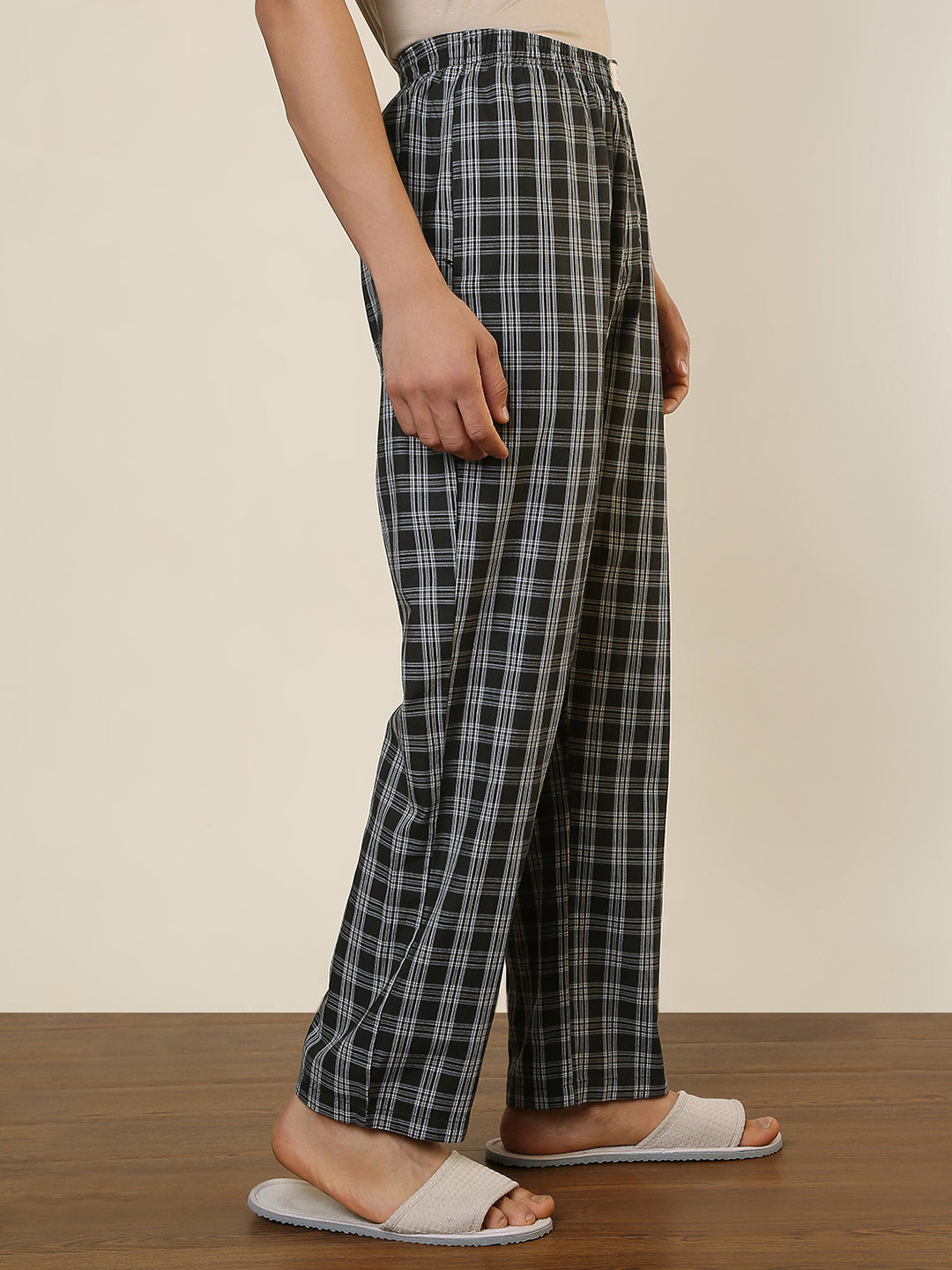 Sleepz Men Green Checks Regular Fit Cotton Pyjama