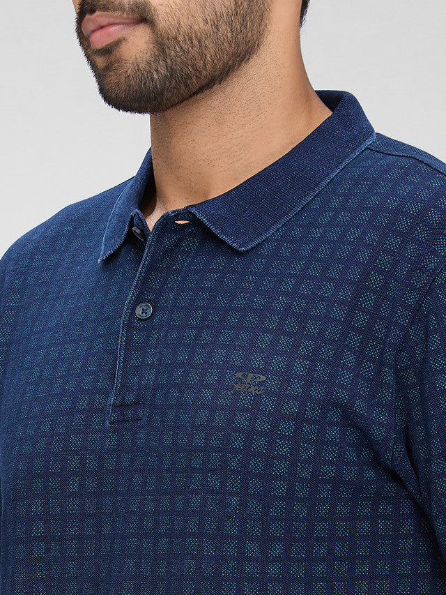 Colorplus Blue Stripe Regular Fit Half Sleeve Cotton T-Shirt