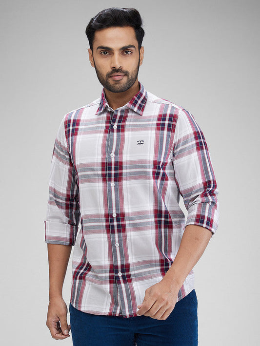 Colorplus Red Checks Contemporary Fit Cotton Casual Shirt