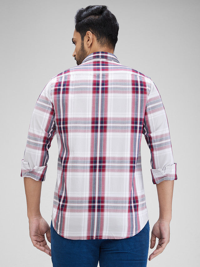 Colorplus Red Checks Contemporary Fit Cotton Casual Shirt