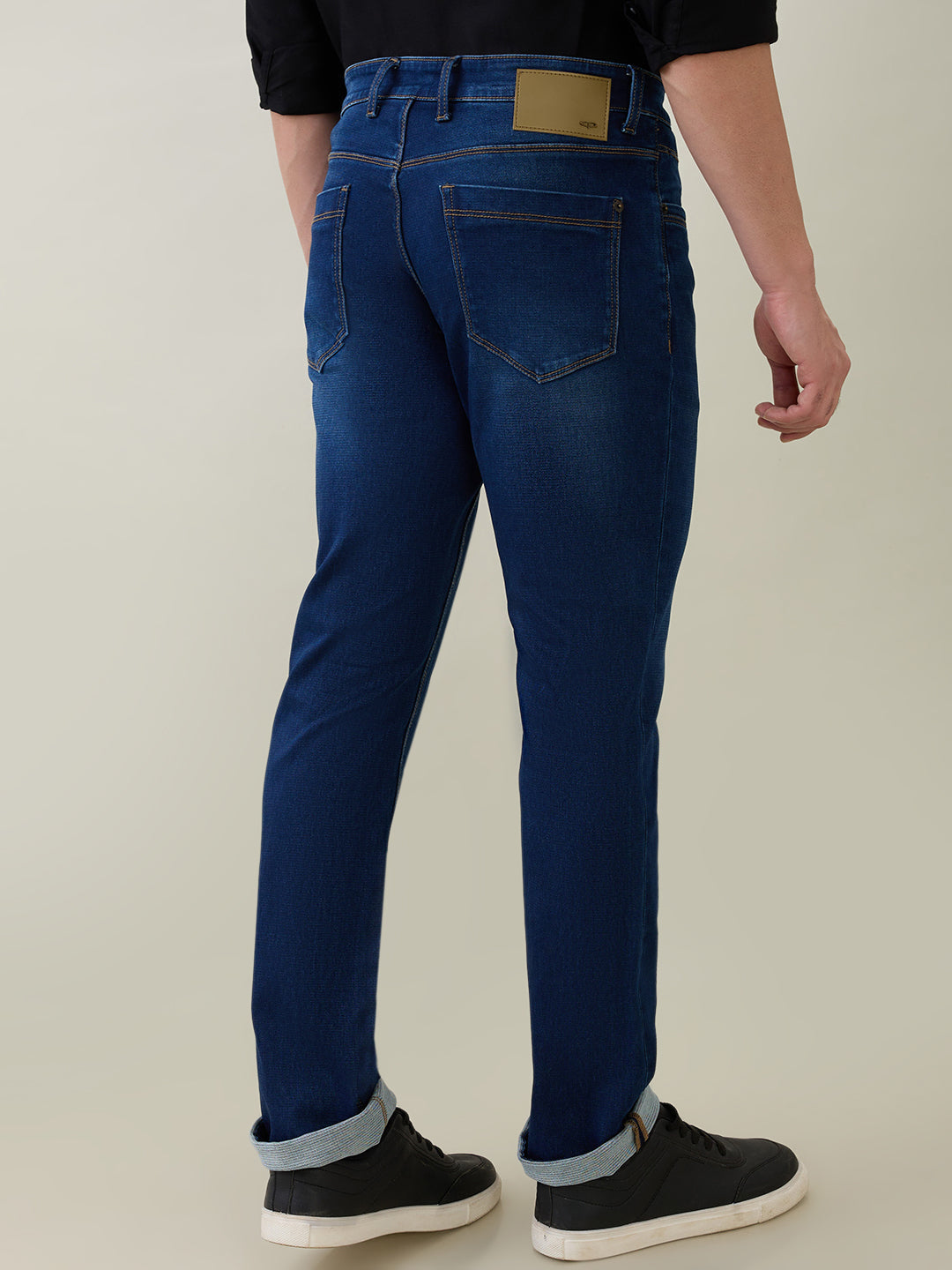 Colorplus Men Blue Plain Regular Fit Cotton Blend Jeans