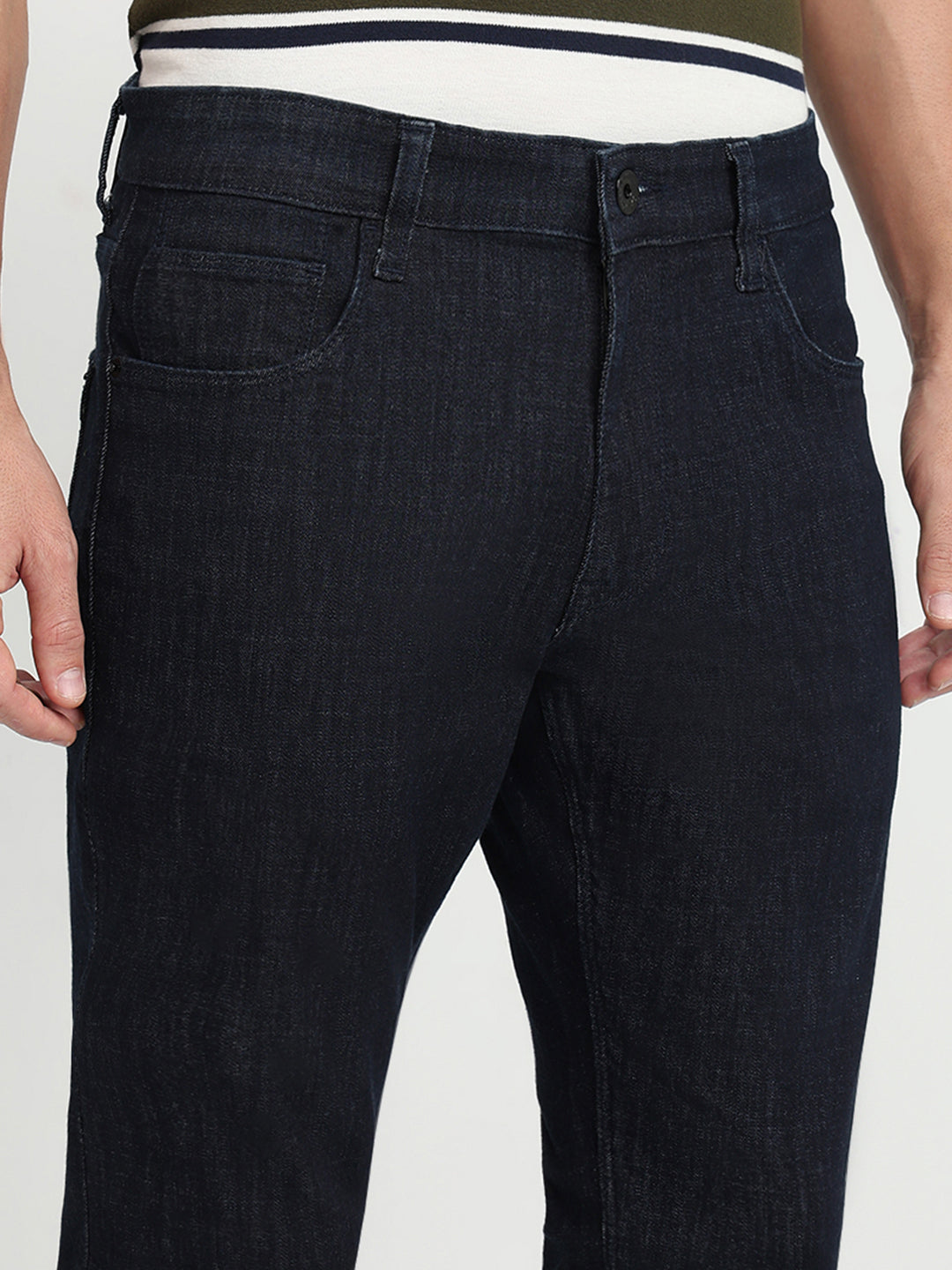 Colorplus Men Blue Plain Regular Fit Cotton Blend Jeans