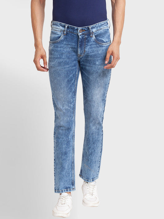 Colorplus Men Blue Self Design Tapered Fit Jeans