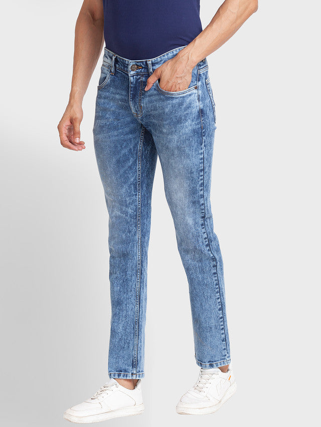 Colorplus Men Blue Self Design Tapered Fit Jeans