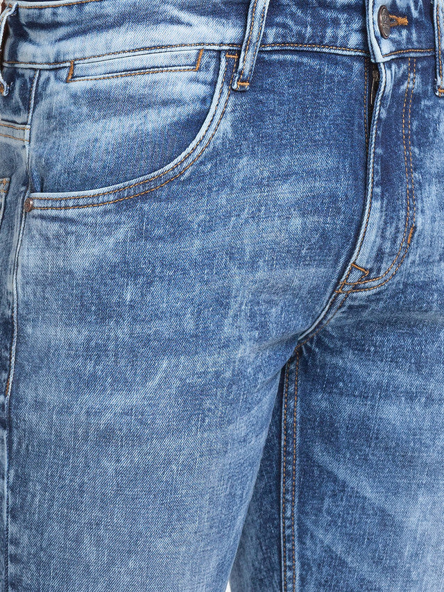 Colorplus Men Blue Self Design Tapered Fit Jeans