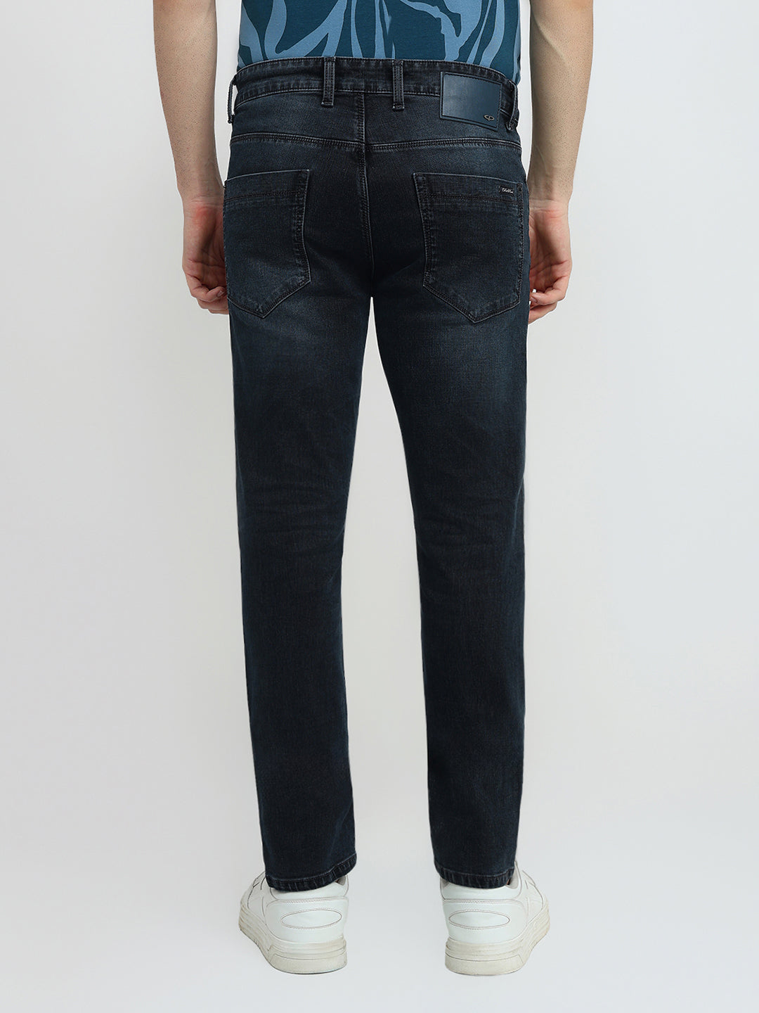 Colorplus Men Grey Plain Mid Rise Slim Fit Cotton Blend Jeans