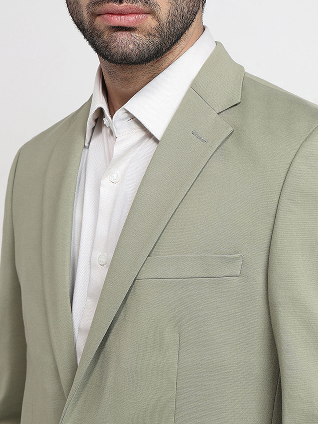 Colorplus Men Green Knitted Regular Fit Viscose Blend Blazer